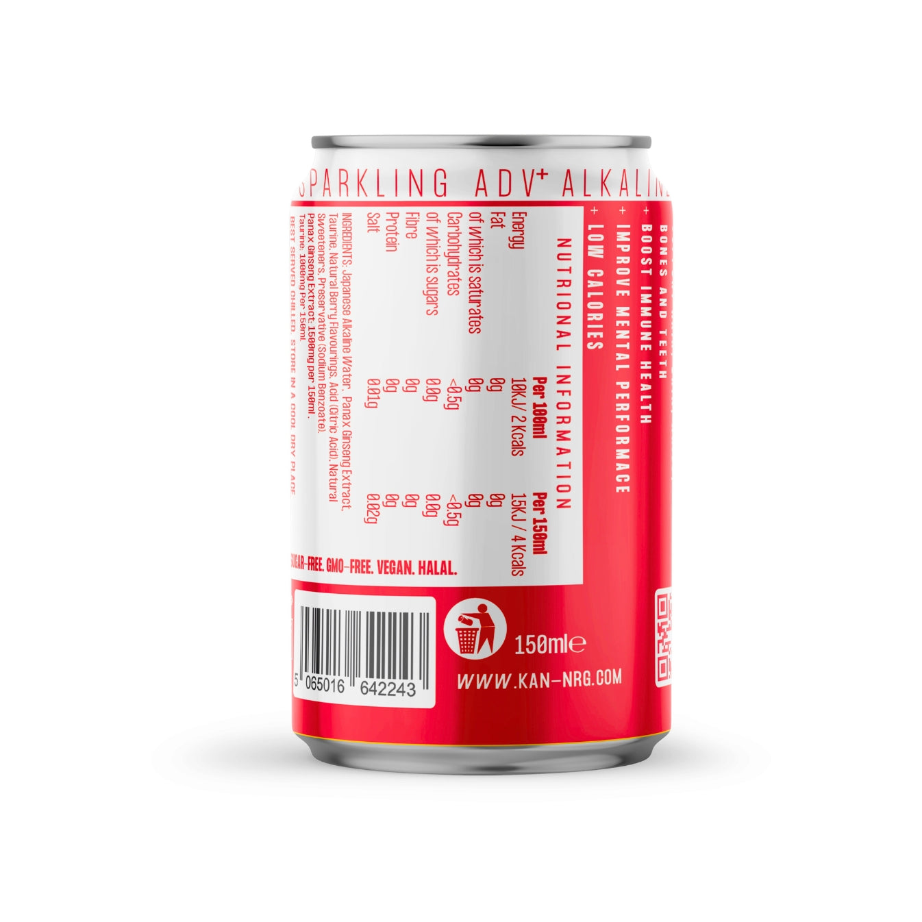 Red can with nutritional information 