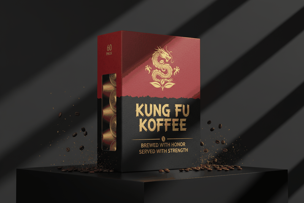 60 pack single serve coffee capsules Kung Fu Koffee 100% Arabica beans reusable pods