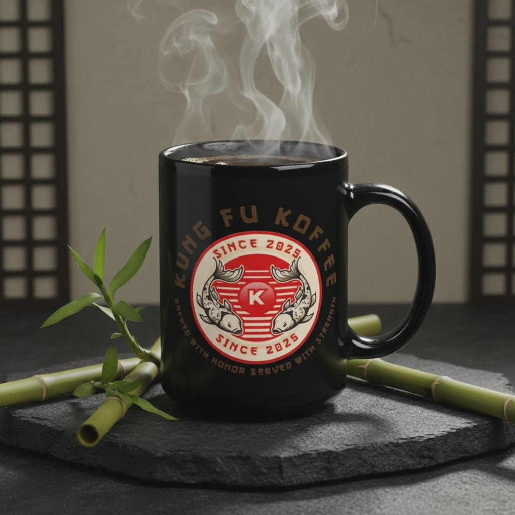 Black Glossy Mug → "Dragon's Power Vessel"