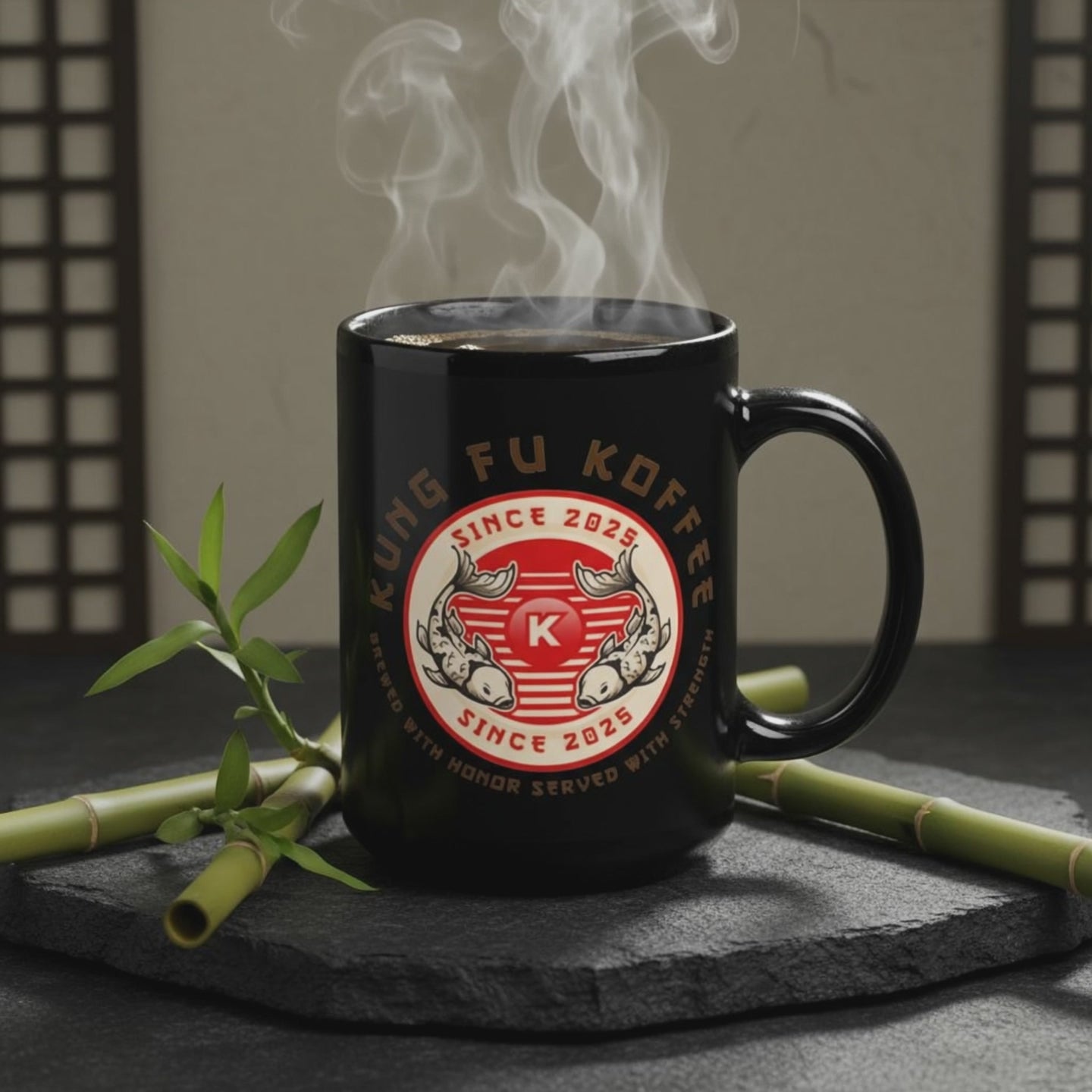 Black Glossy Mug → "Dragon's Power Vessel"